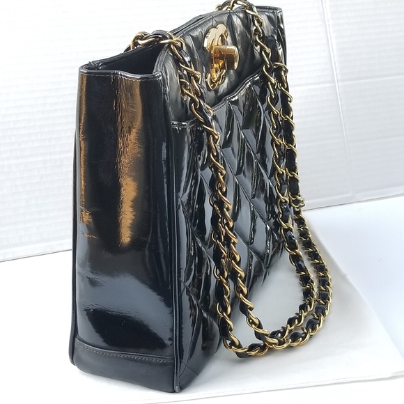 CHANEL Timeless Huge CC 24K Gold Plated Quilted leather chain strap Tote handbag - Picture 9 of 16